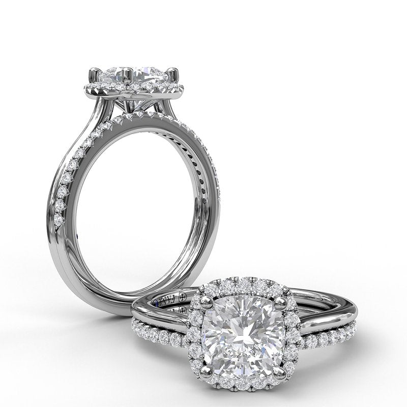 Classic Cushion Halo Engagement Ring S3044 - TBird
