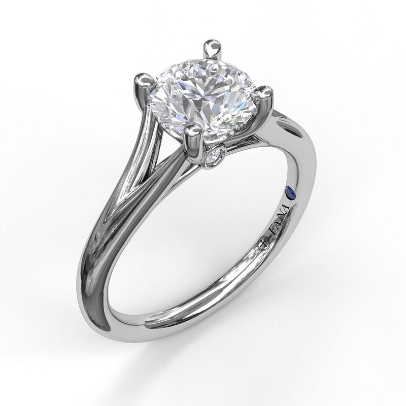Round Cut Solitaire With Delicate Split Band S3045 - TBird