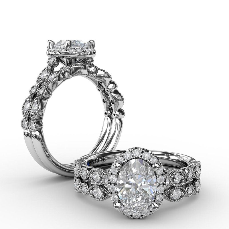 Classic Diamond Engagement Ring with Detailed Milgrain Band S3065 - TBird