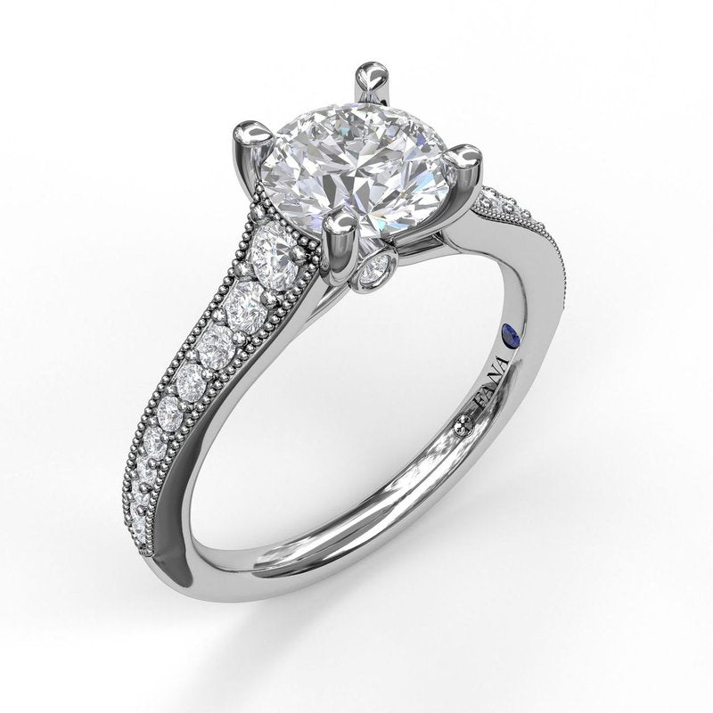 Classic Diamond Engagement Ring with Detailed Milgrain Band S3091 - TBird