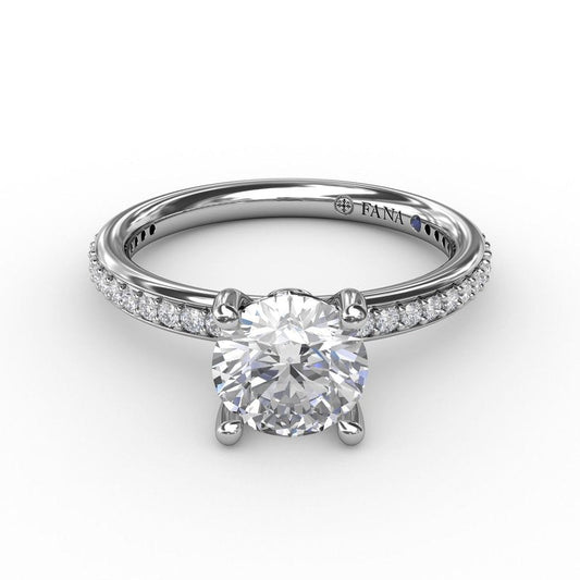 Classic Solitaire Engagement Ring With Diamond Band S3206 - TBird
