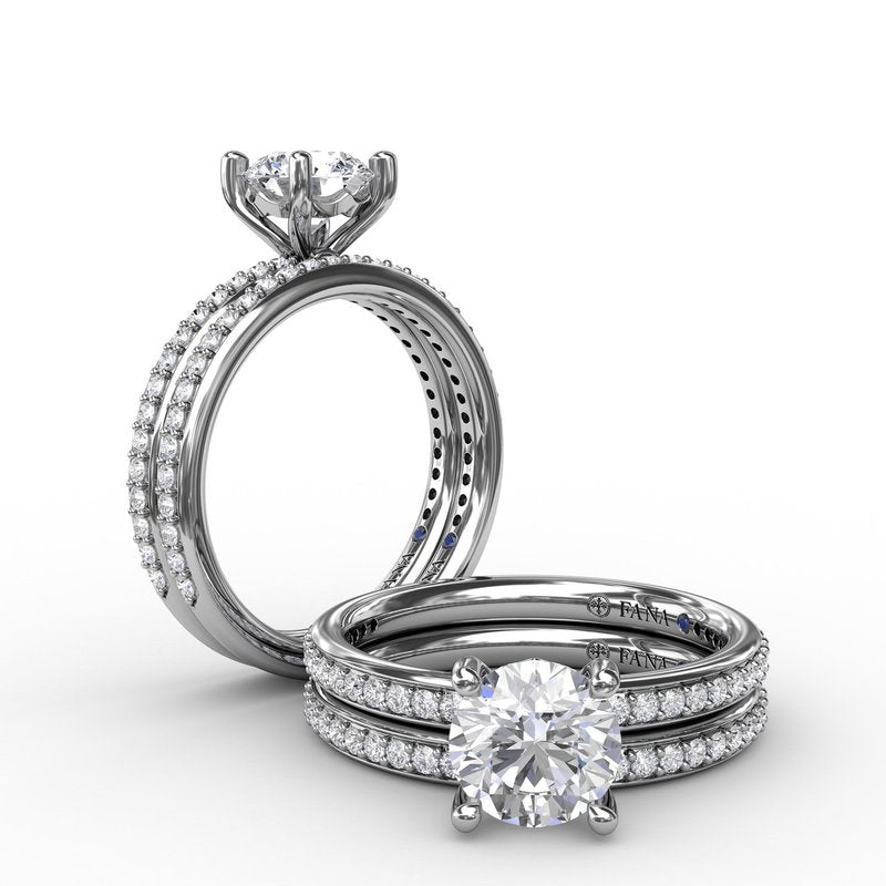 Classic Solitaire Engagement Ring With Diamond Band S3206 - TBird