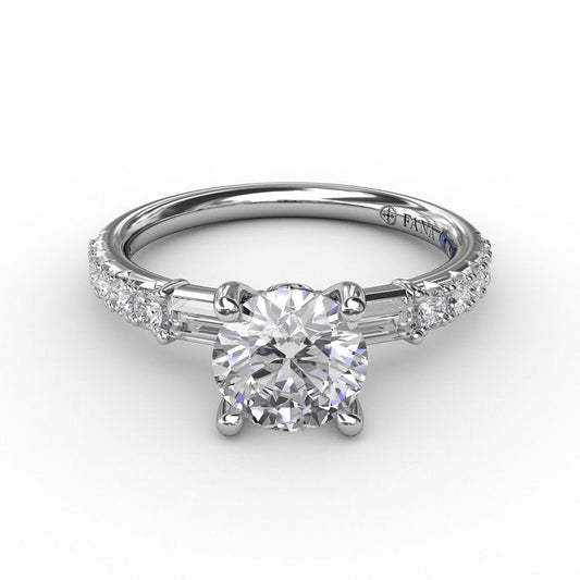 Contemporary Diamond Solitaire Engagement Ring With Baguettes S3327 - TBird