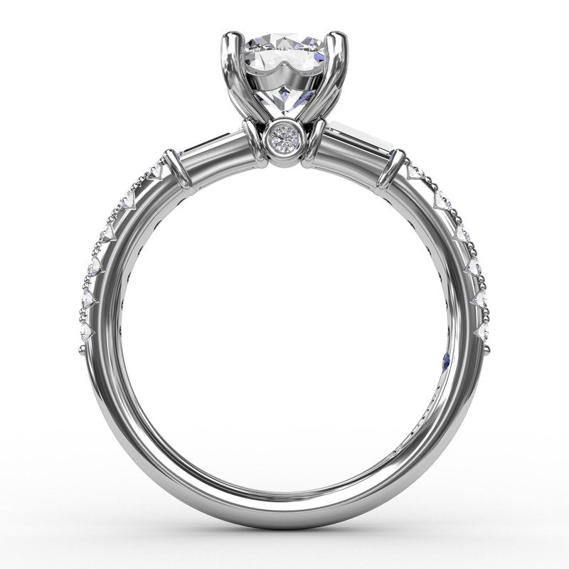 Contemporary Diamond Solitaire Engagement Ring With Baguettes S3327 - TBird