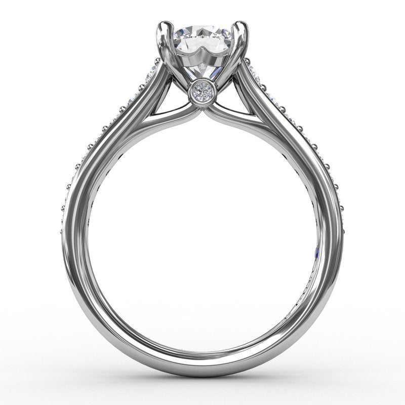 Classic Round Diamond Solitaire Engagement Ring With Diamond Band S3332 - TBird