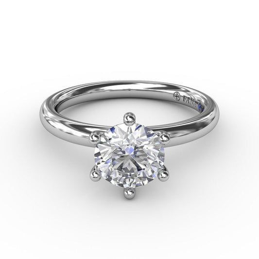 Classic Six-Prong Round Diamond Solitaire Engagement Ring S4025 - TBird