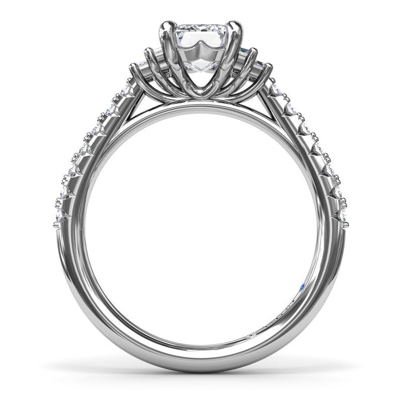 Emerald Cut Side Stone Engagement Ring S4102 - TBird