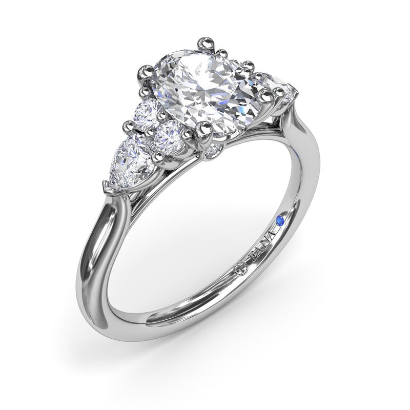 Pear Side Cluster Diamond Engagement Ring S4168 - TBird