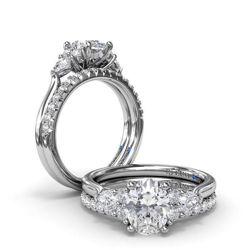 Pear Side Cluster Diamond Engagement Ring S4168 - TBird