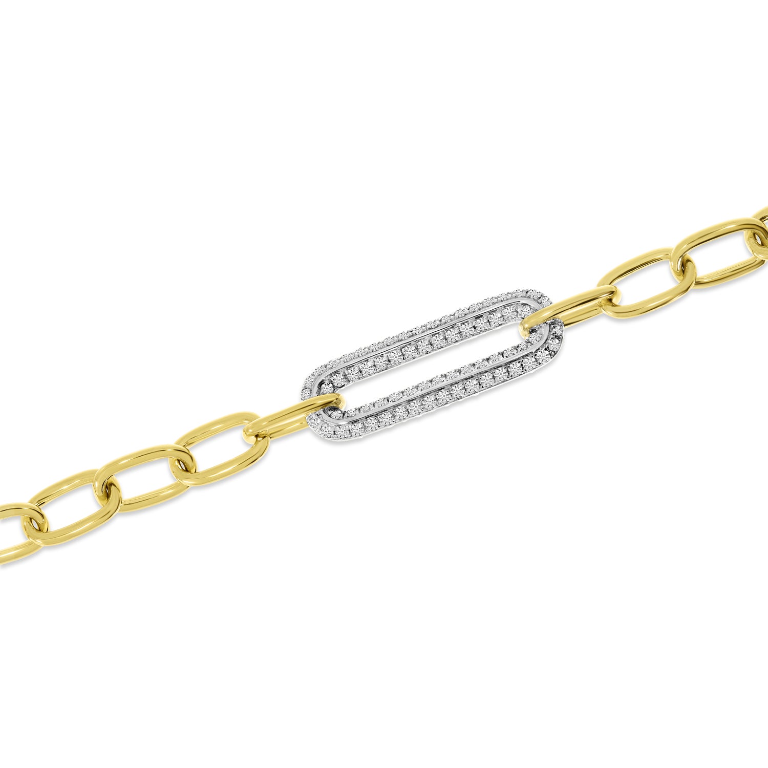 14K Yellow Gold Diamond Center Paperclip Link Bracelet TB2637TT