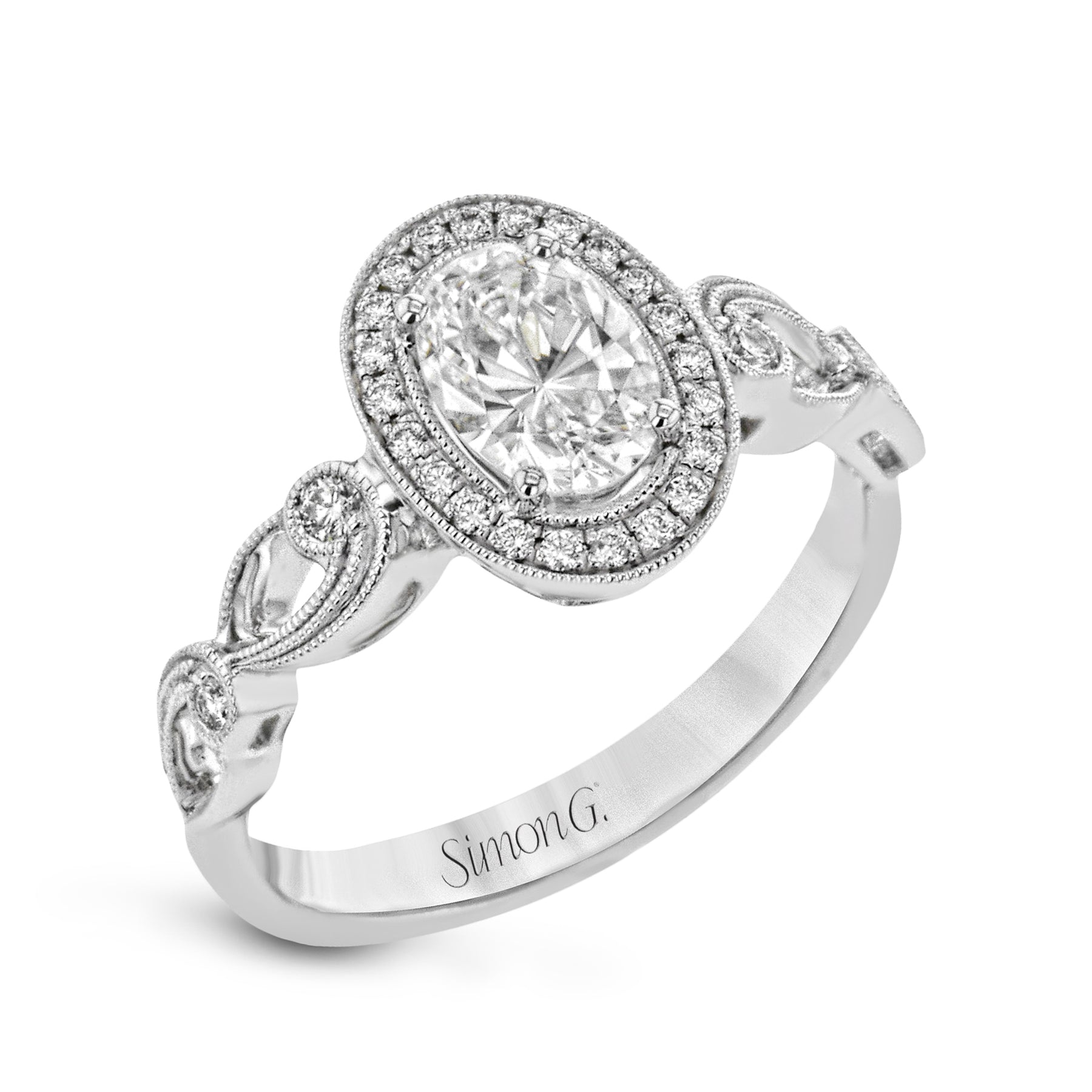 Oval-Cut Halo Engagement Ring In 18k Gold With Diamonds TR526-OV