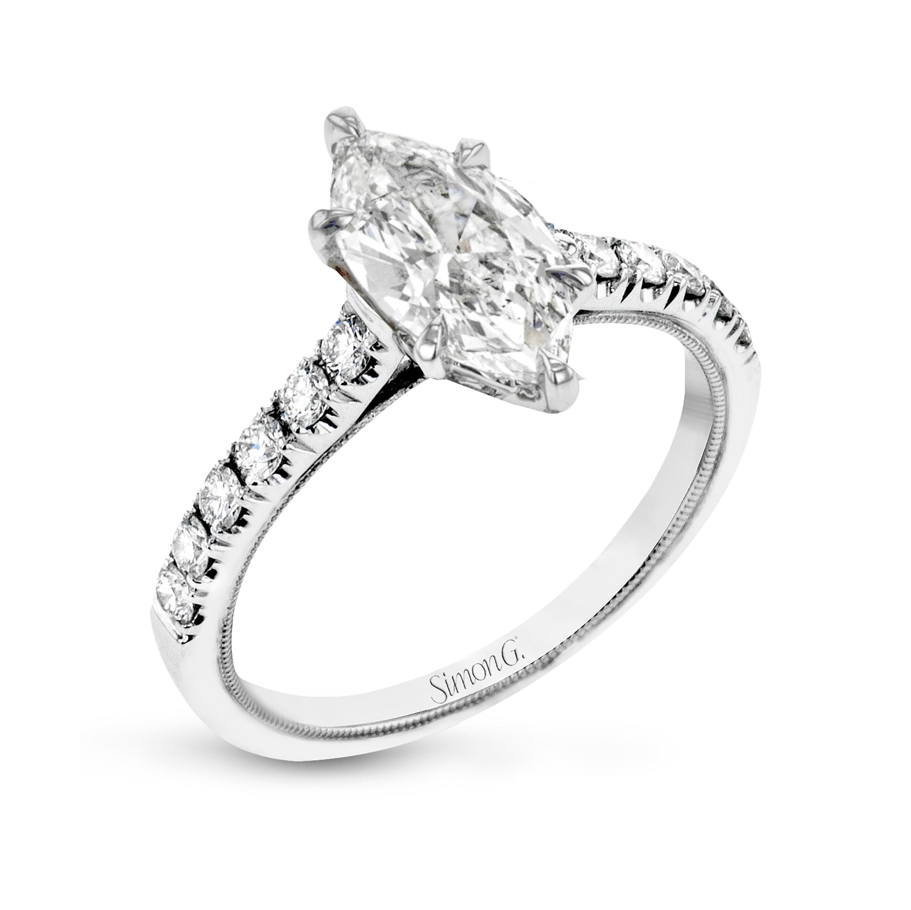Marquise-Cut Engagement Ring In 18k Gold With Diamonds TR738-MQ