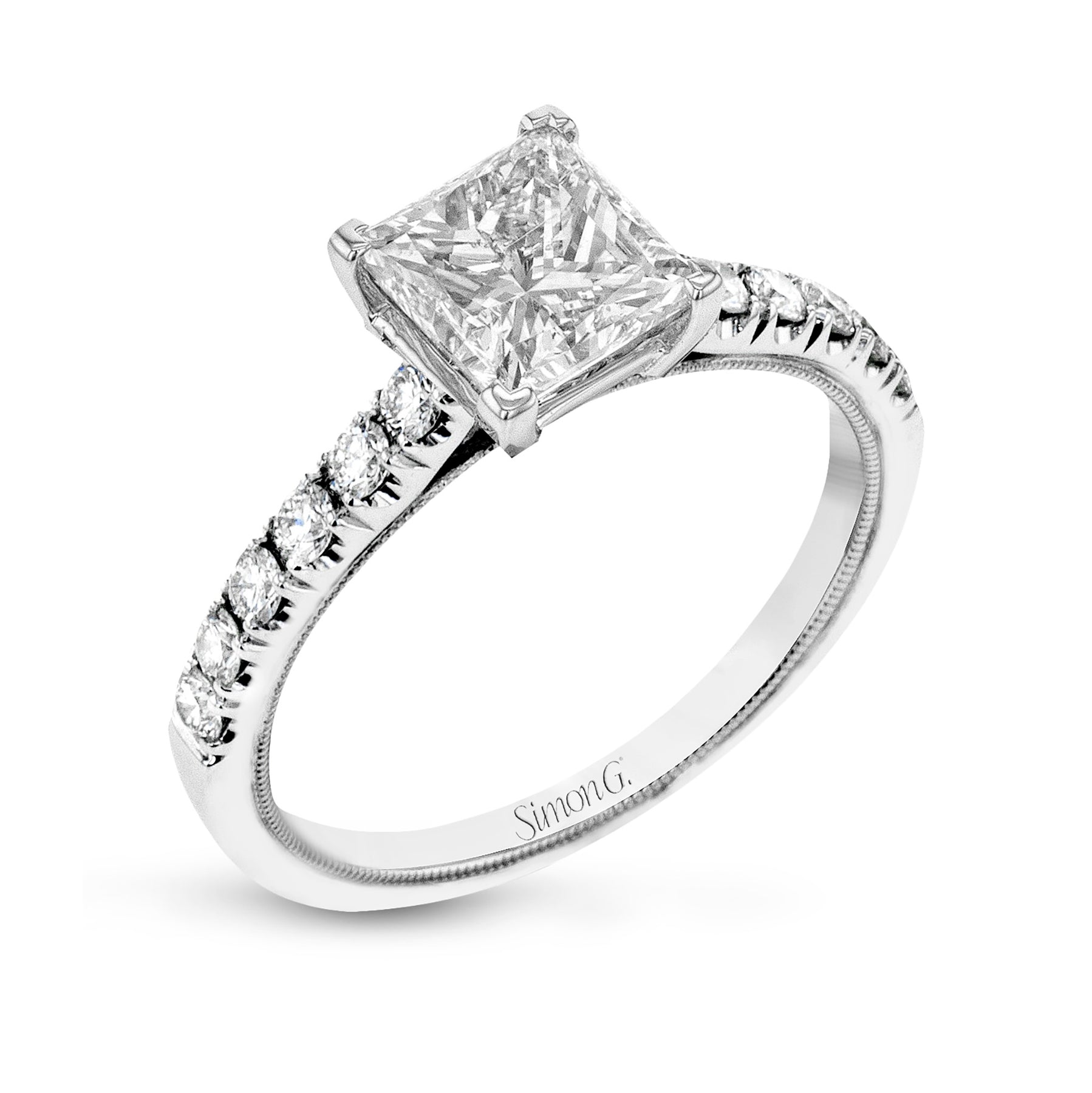 Princess-Cut Engagement Ring In 18k Gold With Diamonds TR738-PC