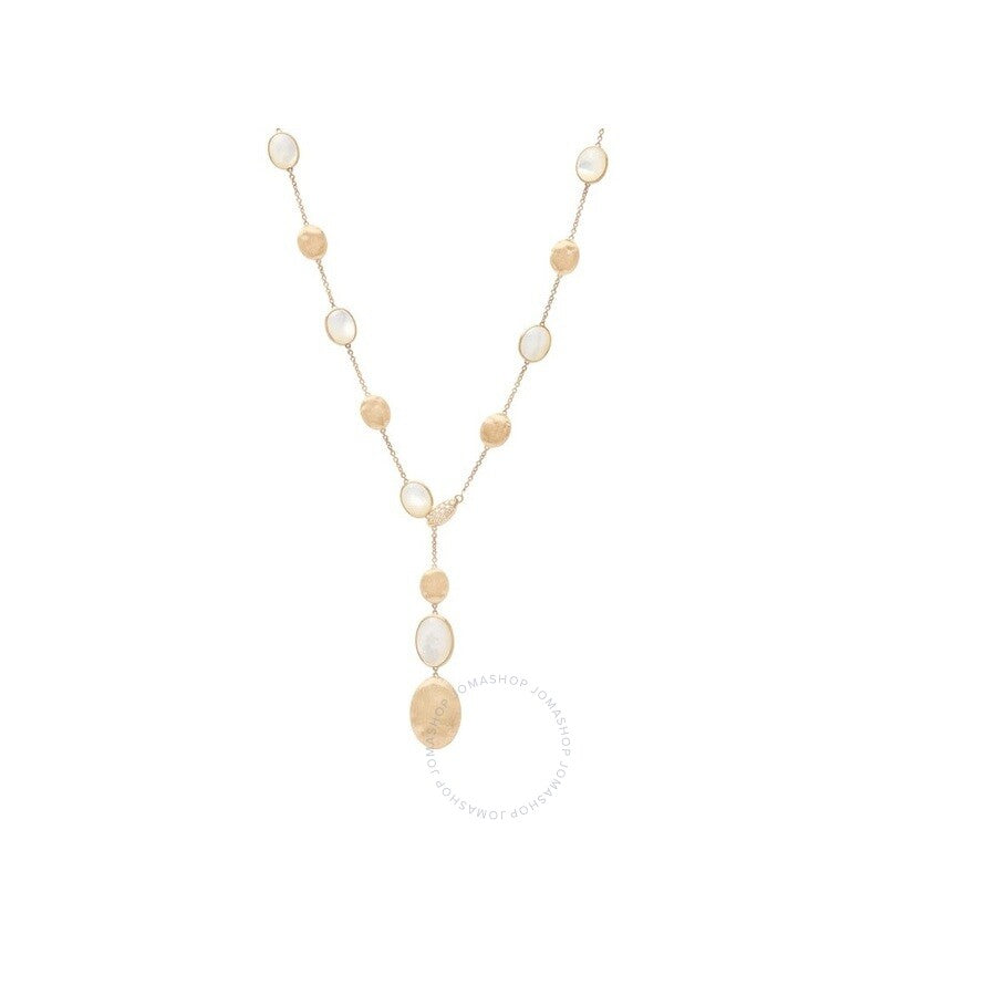 SIVIGLIA  Collection 18K Yellow Gold and Mother of Pearl Lariat Necklace with Adjustable Diamond Clasp -