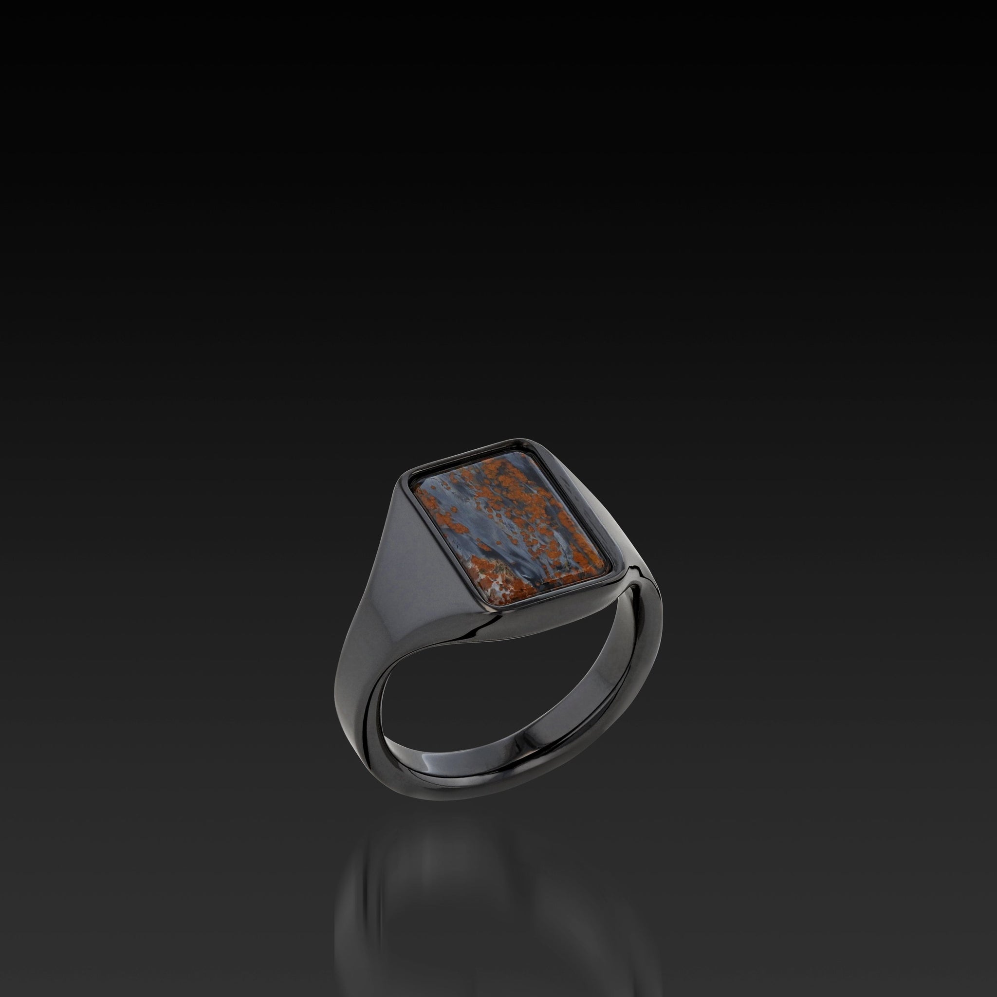 Zirconium Signet Ring with Pietersite