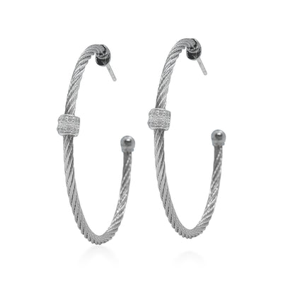 ALOR 18K/Stainless Steel Two-tone Diamond Earring  03-34-S178-11