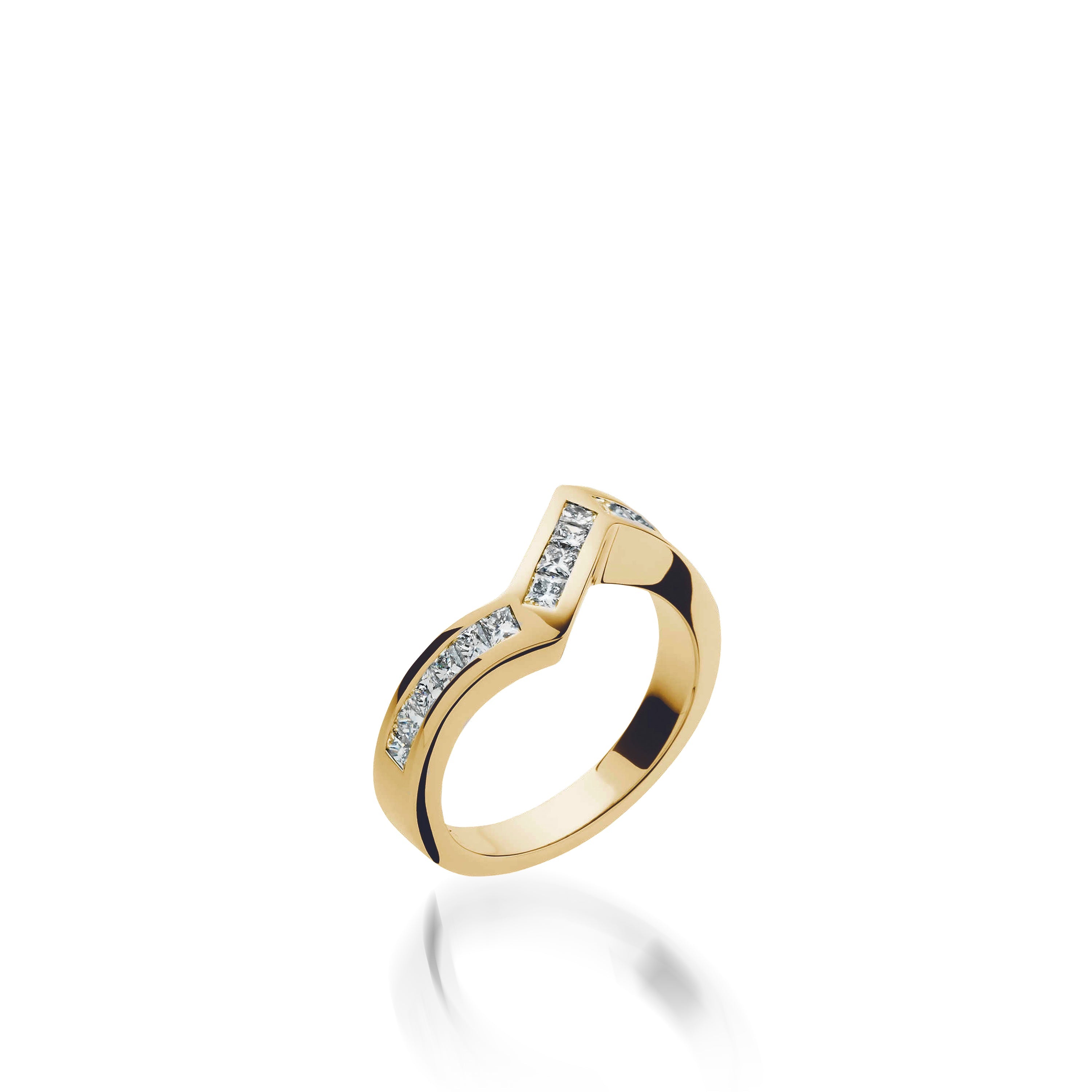 Intrigue Princess Cut Yellow Gold Engagement Ring