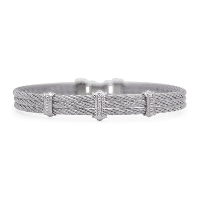 ALOR 14K/Stainless Steel White Diamond Bracelet  04-32-3367-11