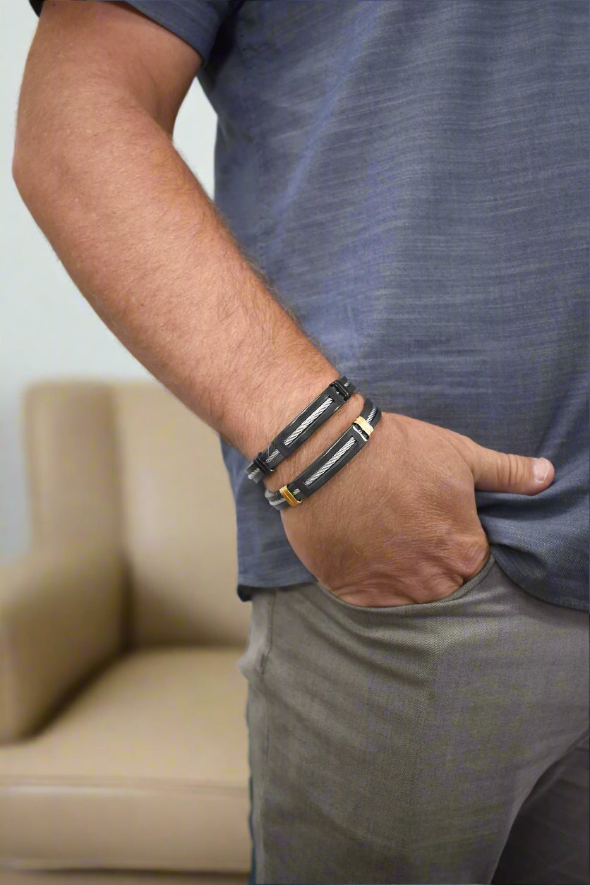 ALOR Men's Rubber Accent Bracelet