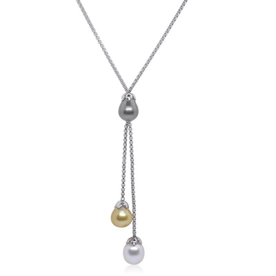 ALOR Stainless Steel Silver Pearl Necklace  08-32-P203-13