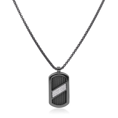 ALOR 18K/Stainless Steel Blue Diamond Pendant  08-52-1276-11