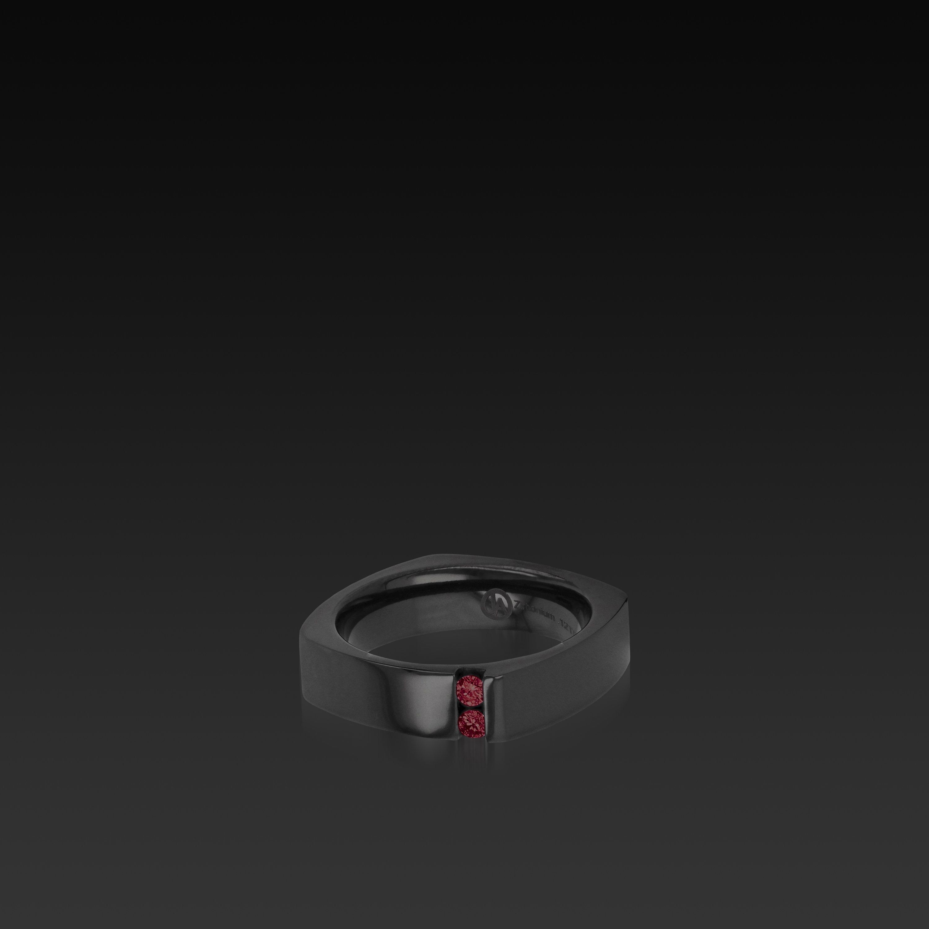 Square Band Black Zirconium with Gemstones