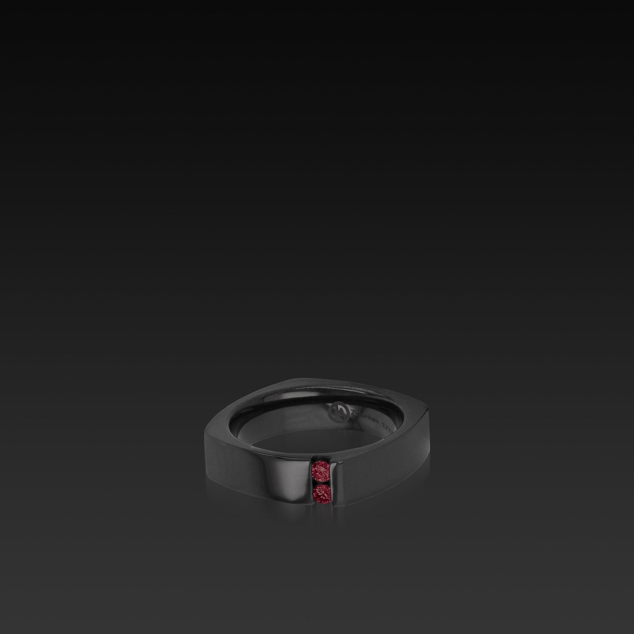 Square Band Black Zirconium with Gemstones