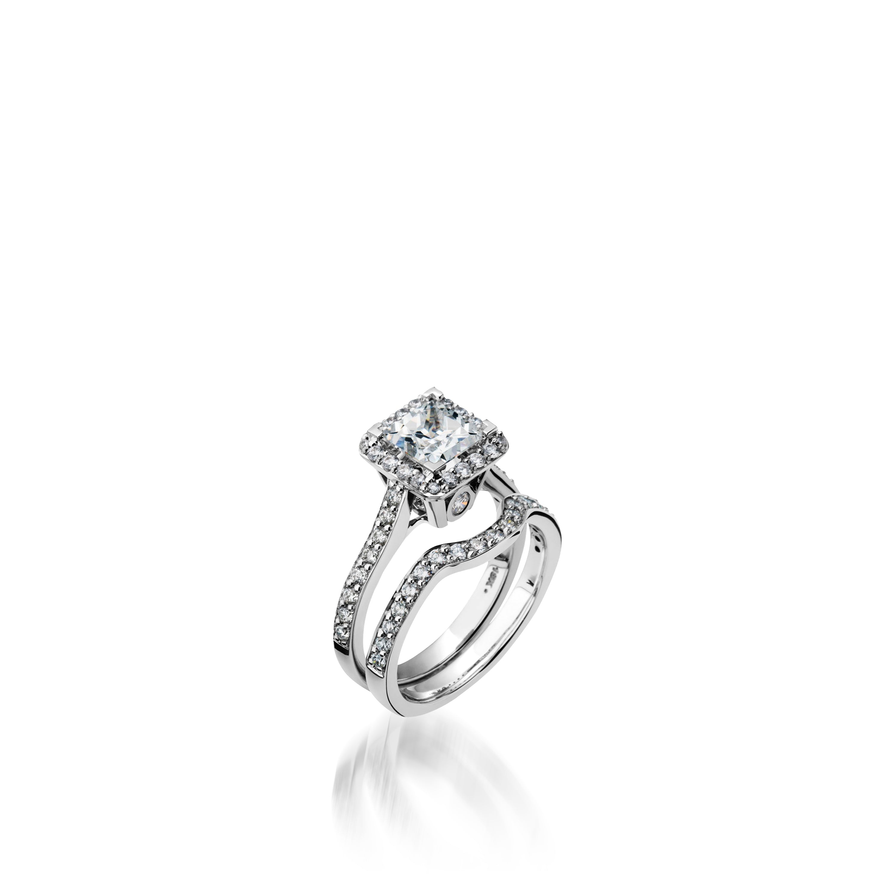 Satin Princess Cut White Gold Engagement Ring