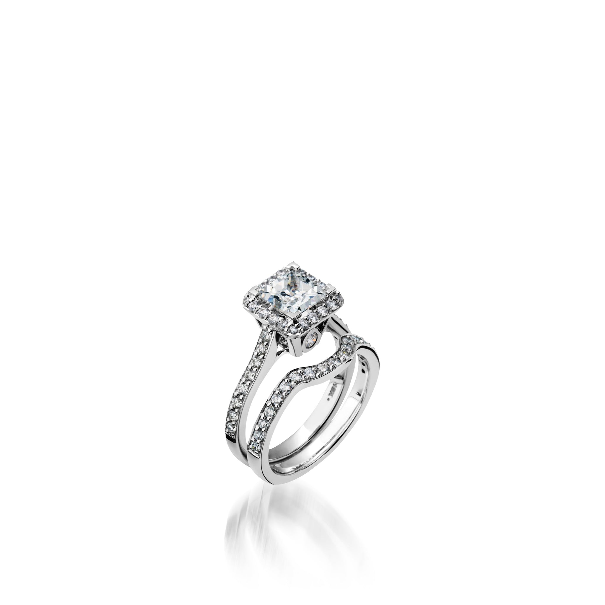 Satin Princess Cut White Gold Engagement Ring