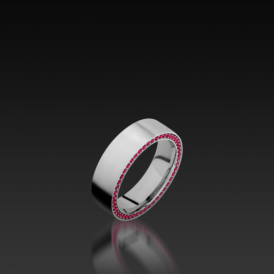 White Gold Flat Band with Rubies