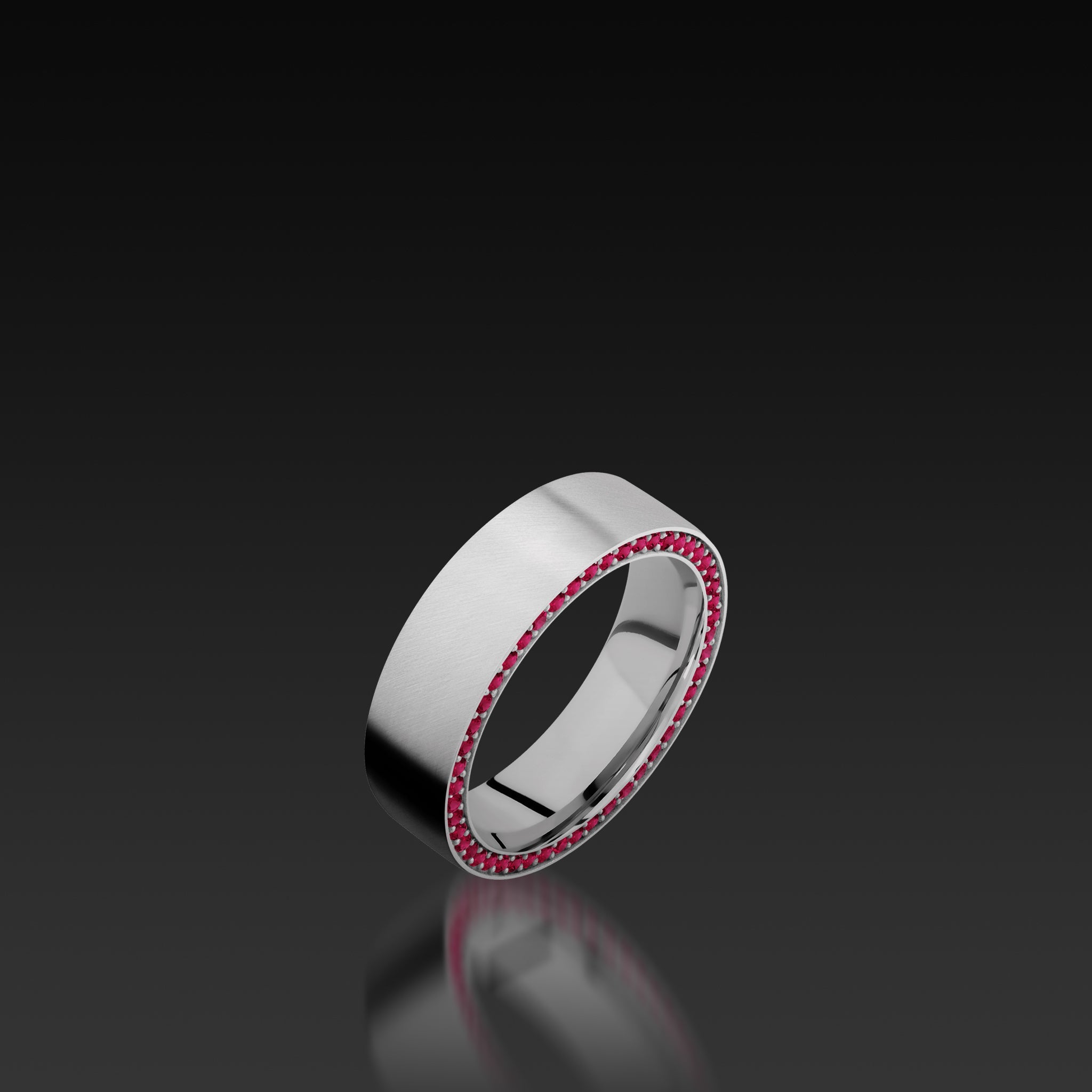 White Gold Flat Band with Rubies