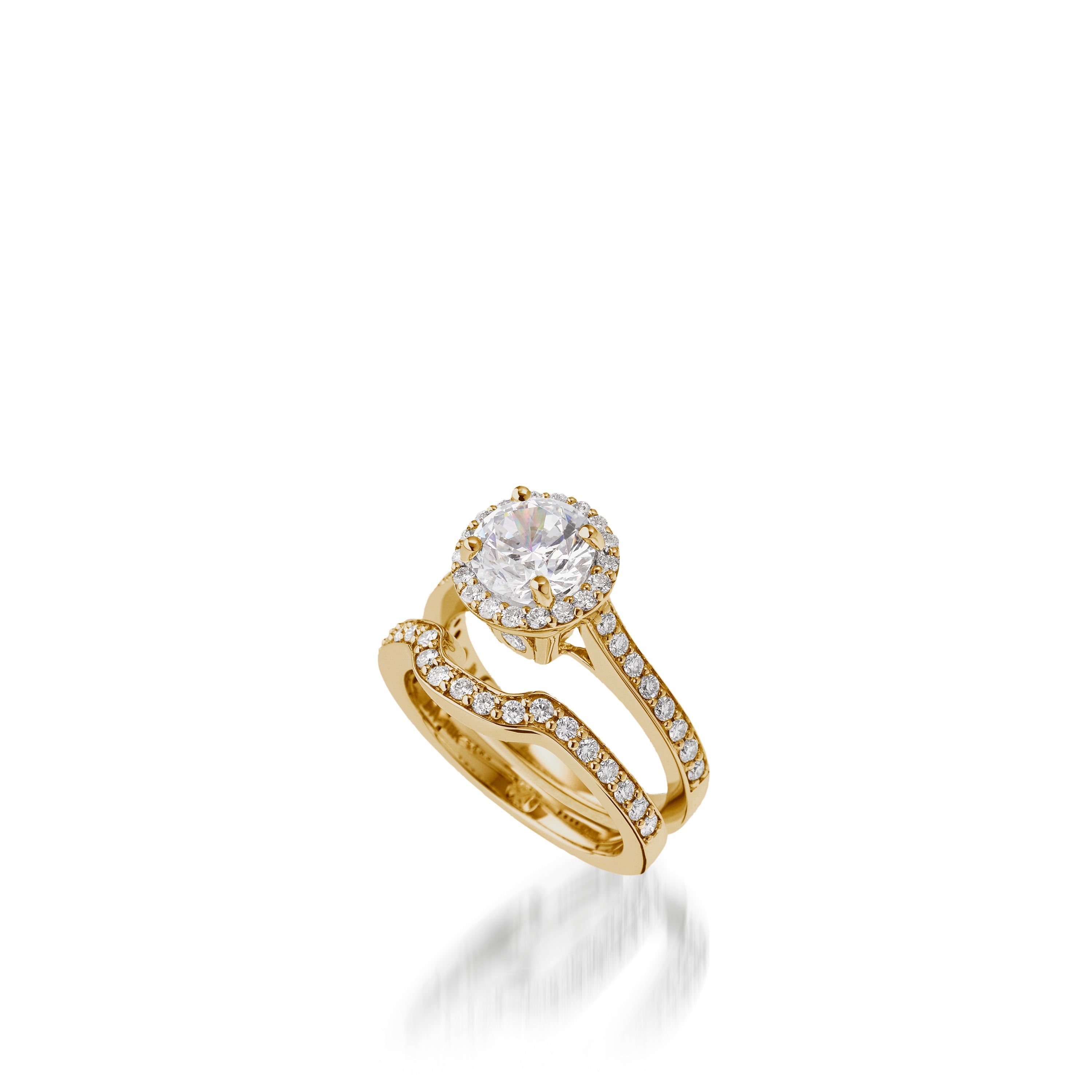 Satin Round Yellow Gold  Engagement Ring