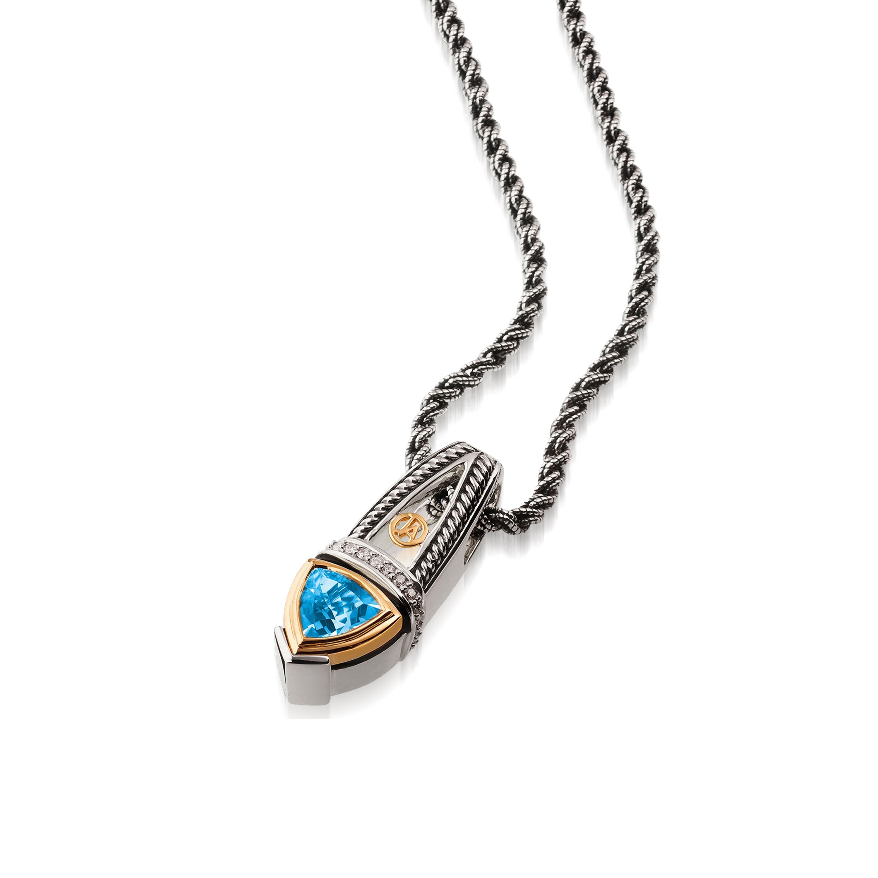 Arrivo Trillion Pendant Necklace with Pave Diamonds