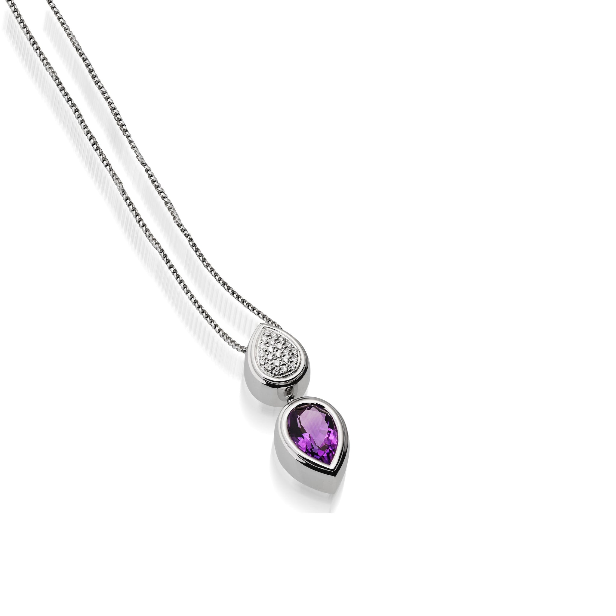Gemini Pave Diamond and Amethyst Pendant Necklace