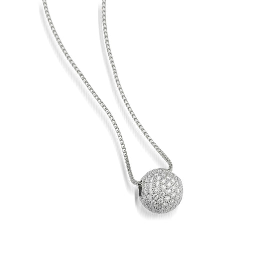 Essence Pave Diamond Ball Pendant Necklace