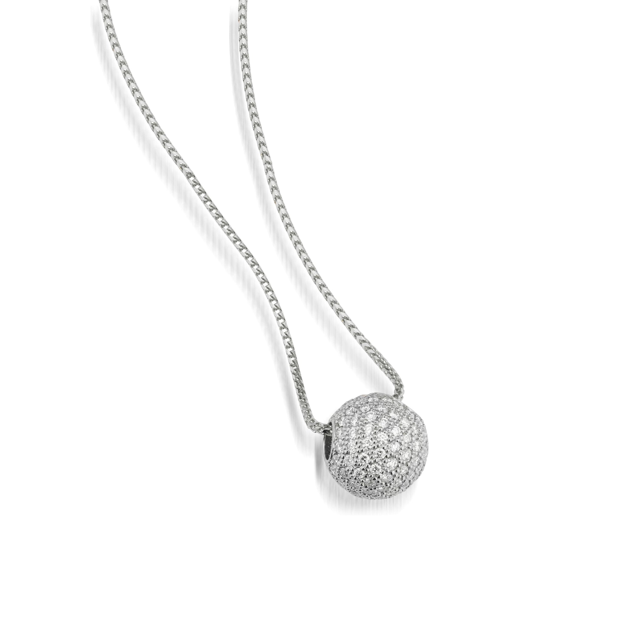 Essence Pave Diamond Ball Pendant Necklace