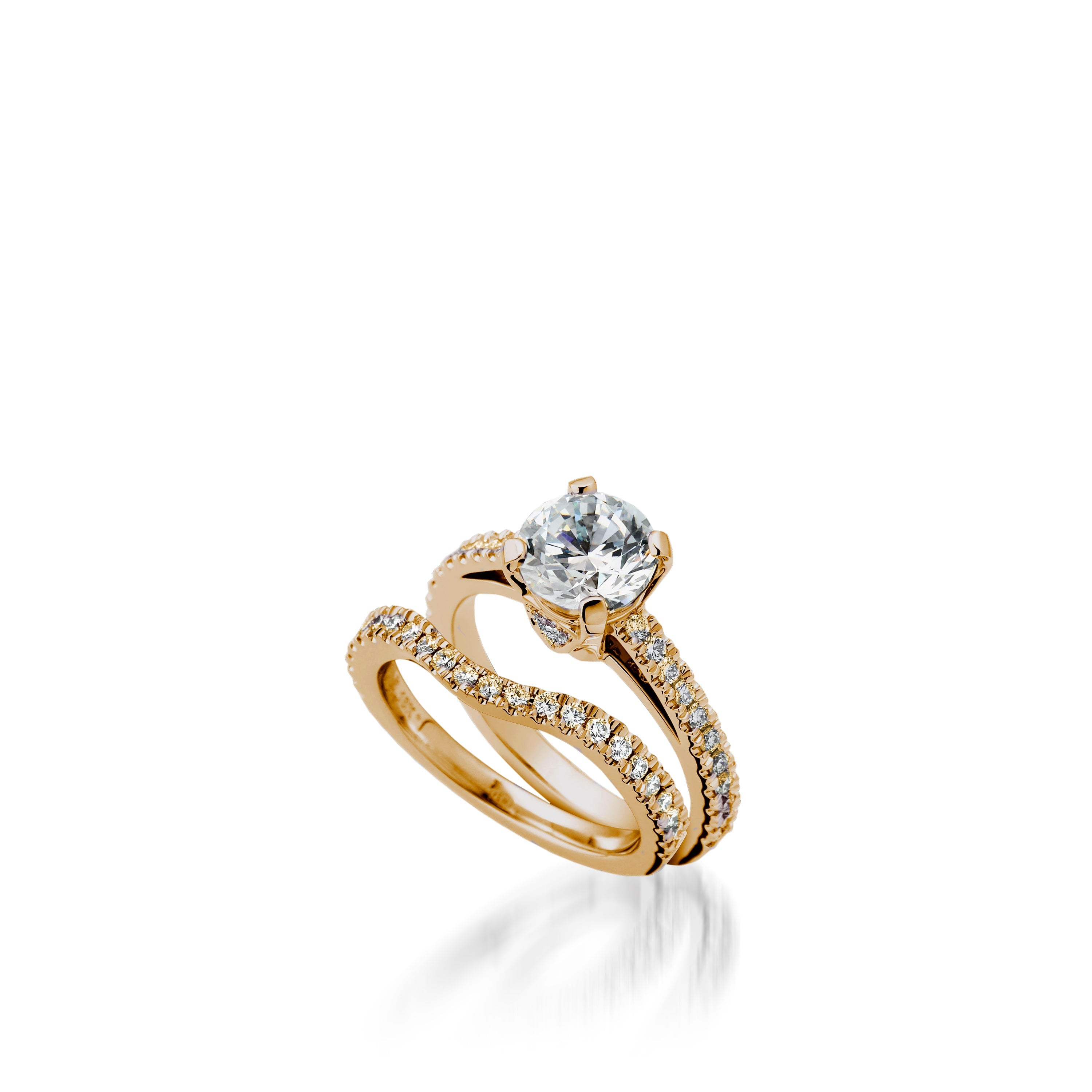 Starburst Round  Yellow Gold Engagement Ring