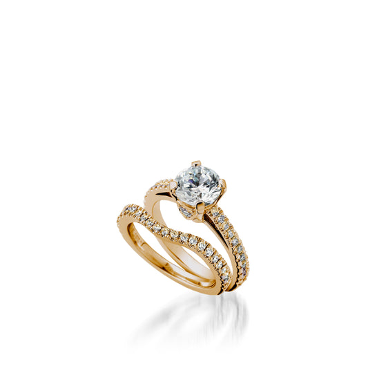 Starburst Round  Yellow Gold Engagement Ring