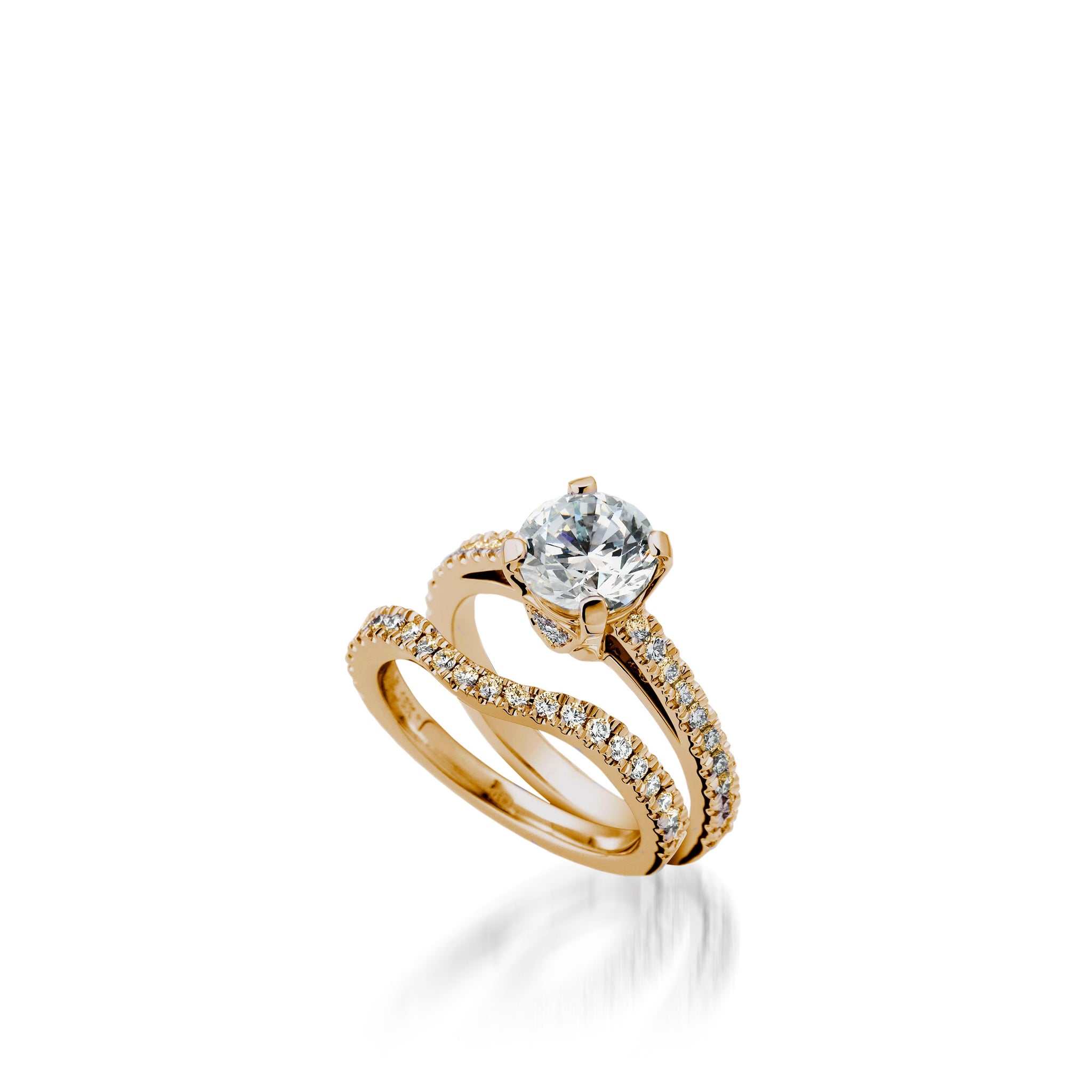 Starburst Round  Yellow Gold Engagement Ring