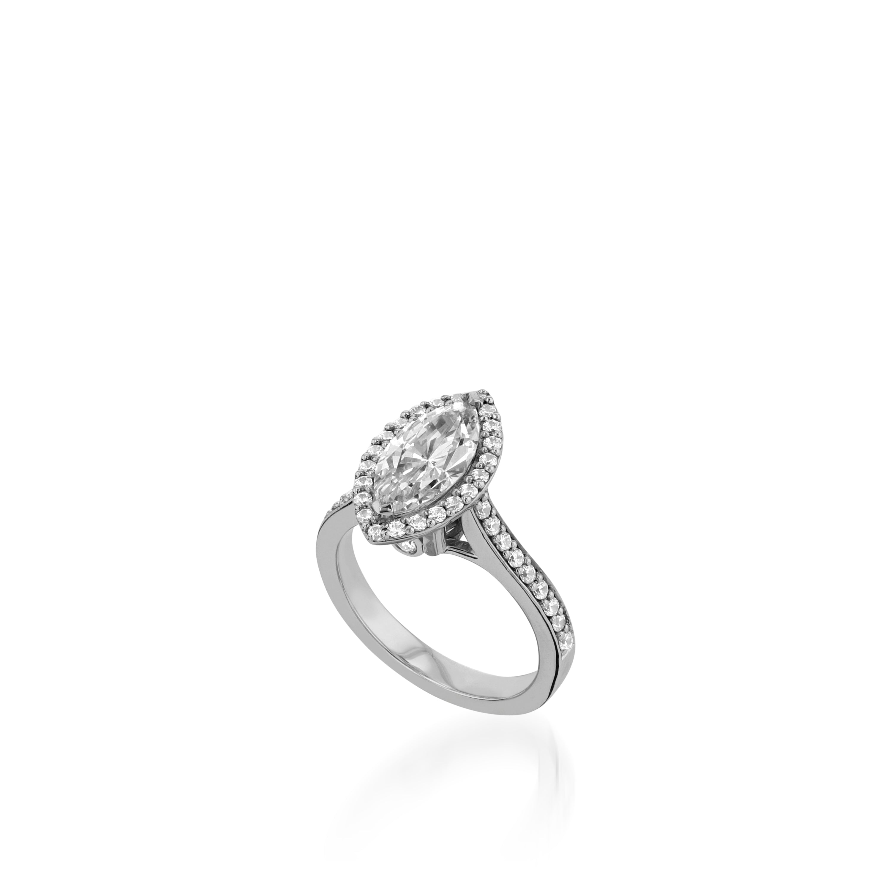 Satin Marquise Yellow Gold Engagement Ring