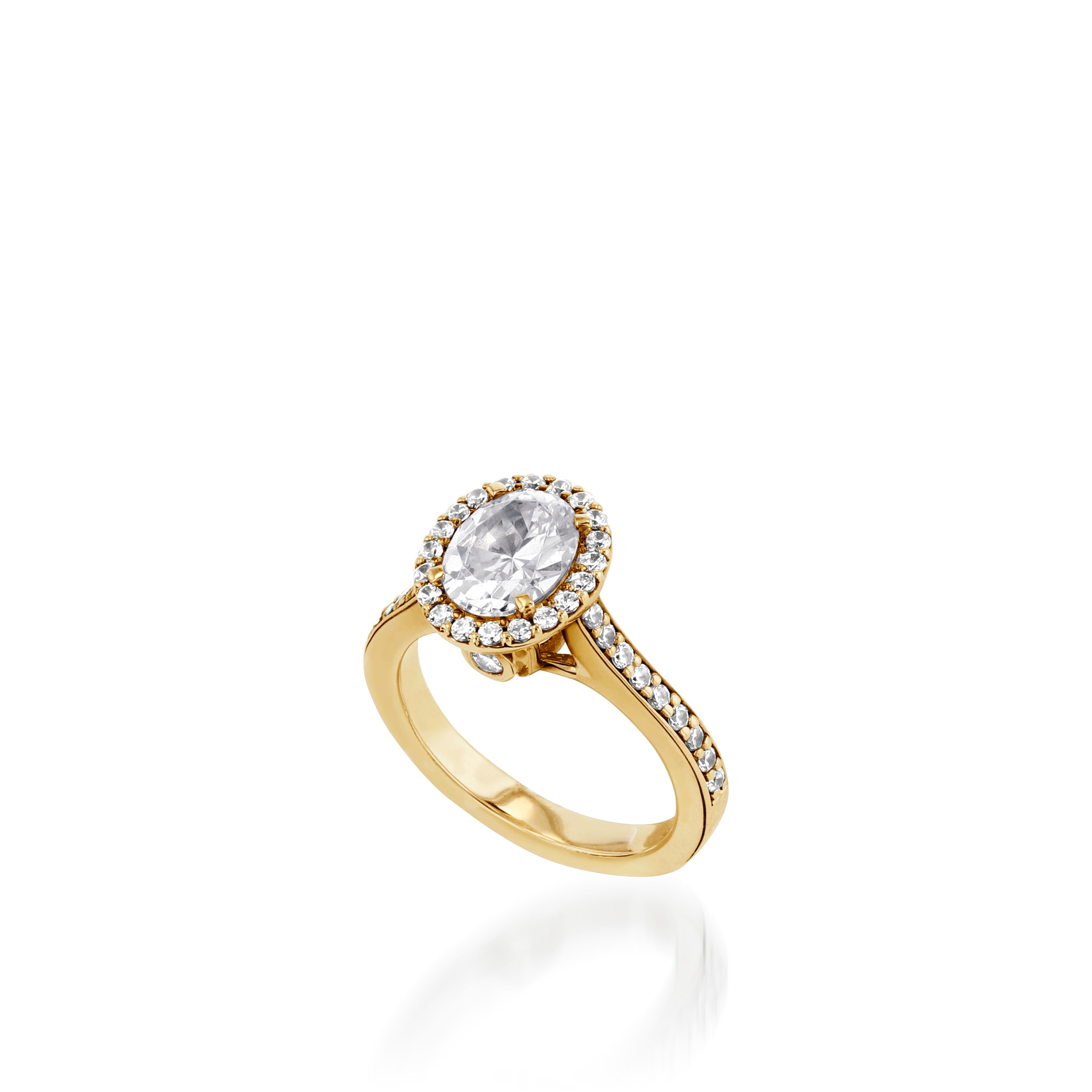 Satin Oval White Gold Engagement Ring