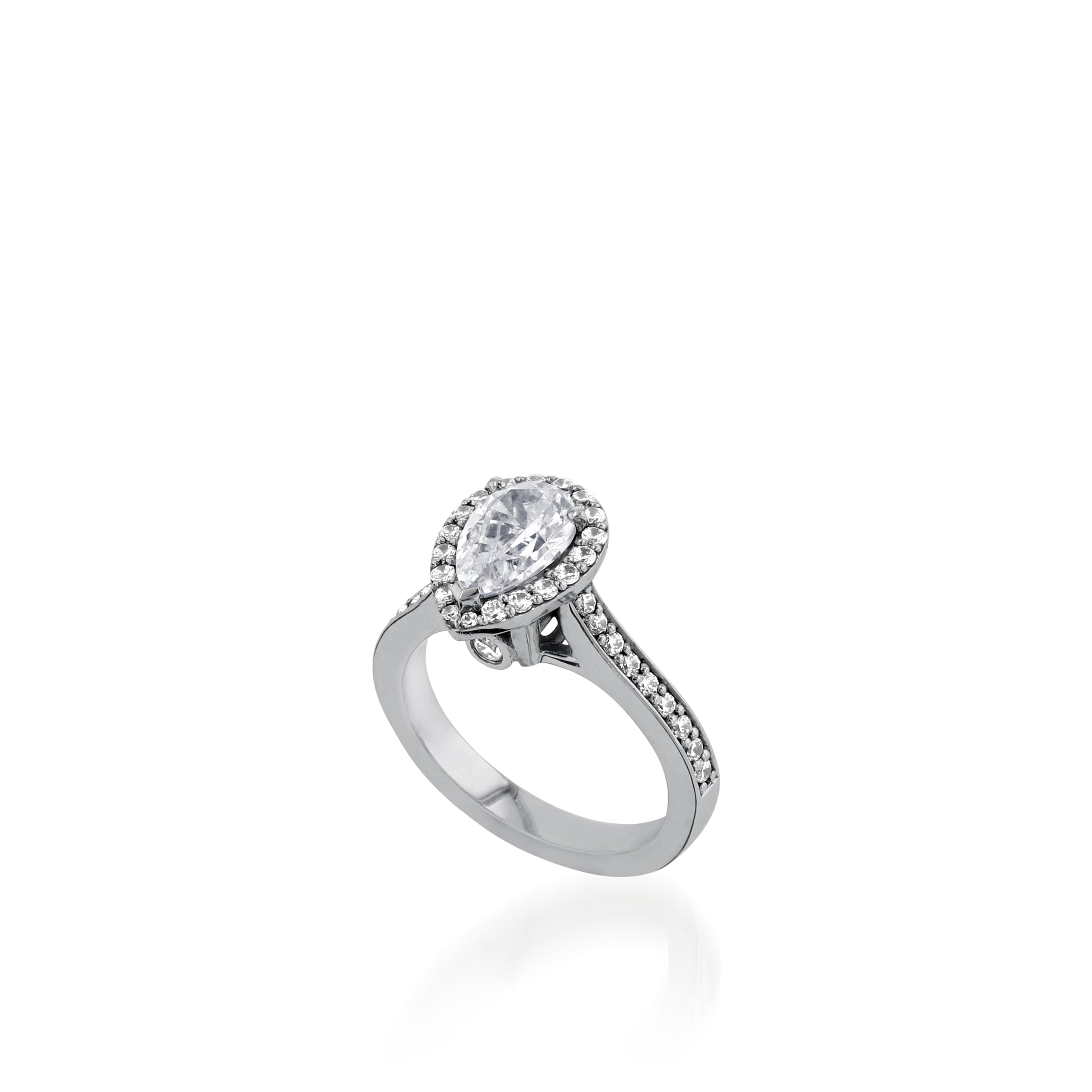 Satin Pear Yellow Gold Engagement Ring
