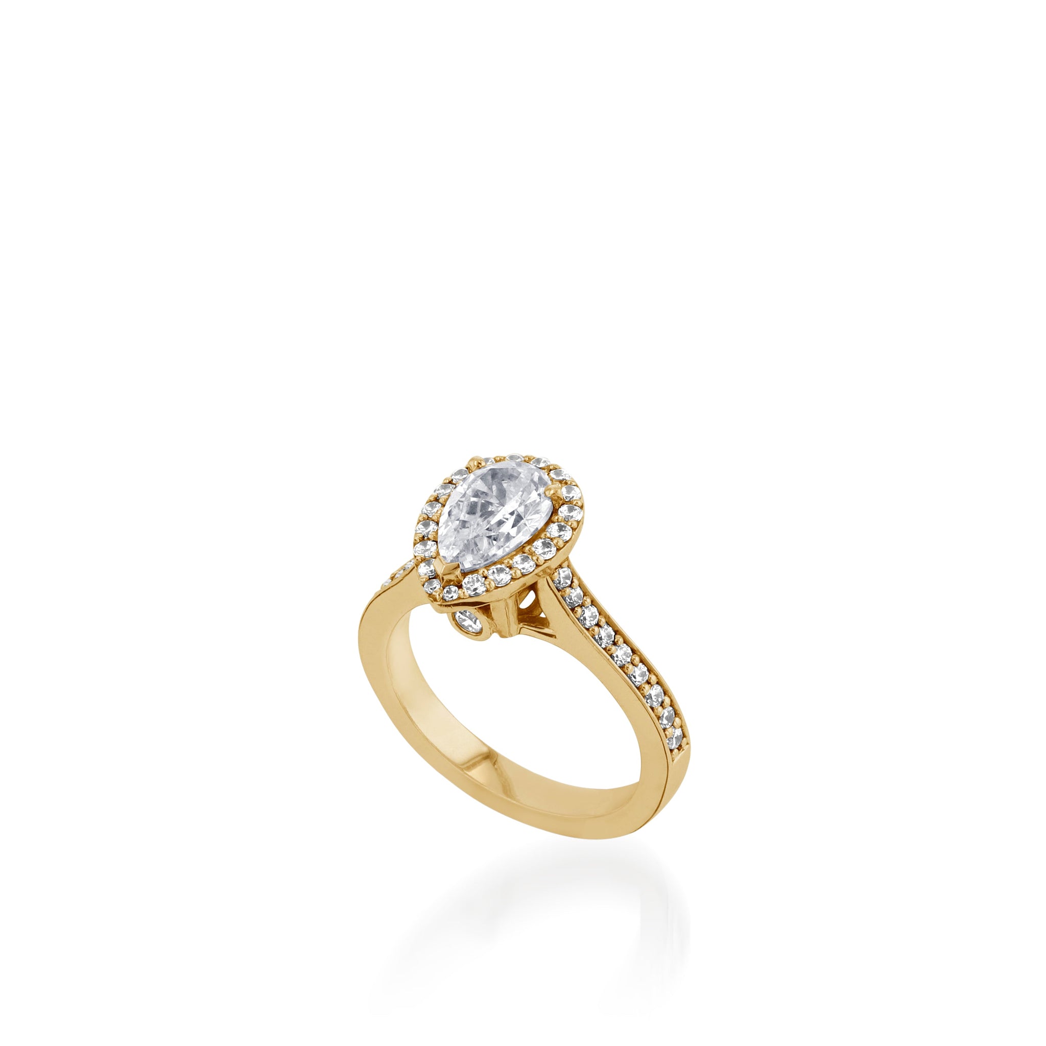 Satin Pear White Gold Engagement Ring
