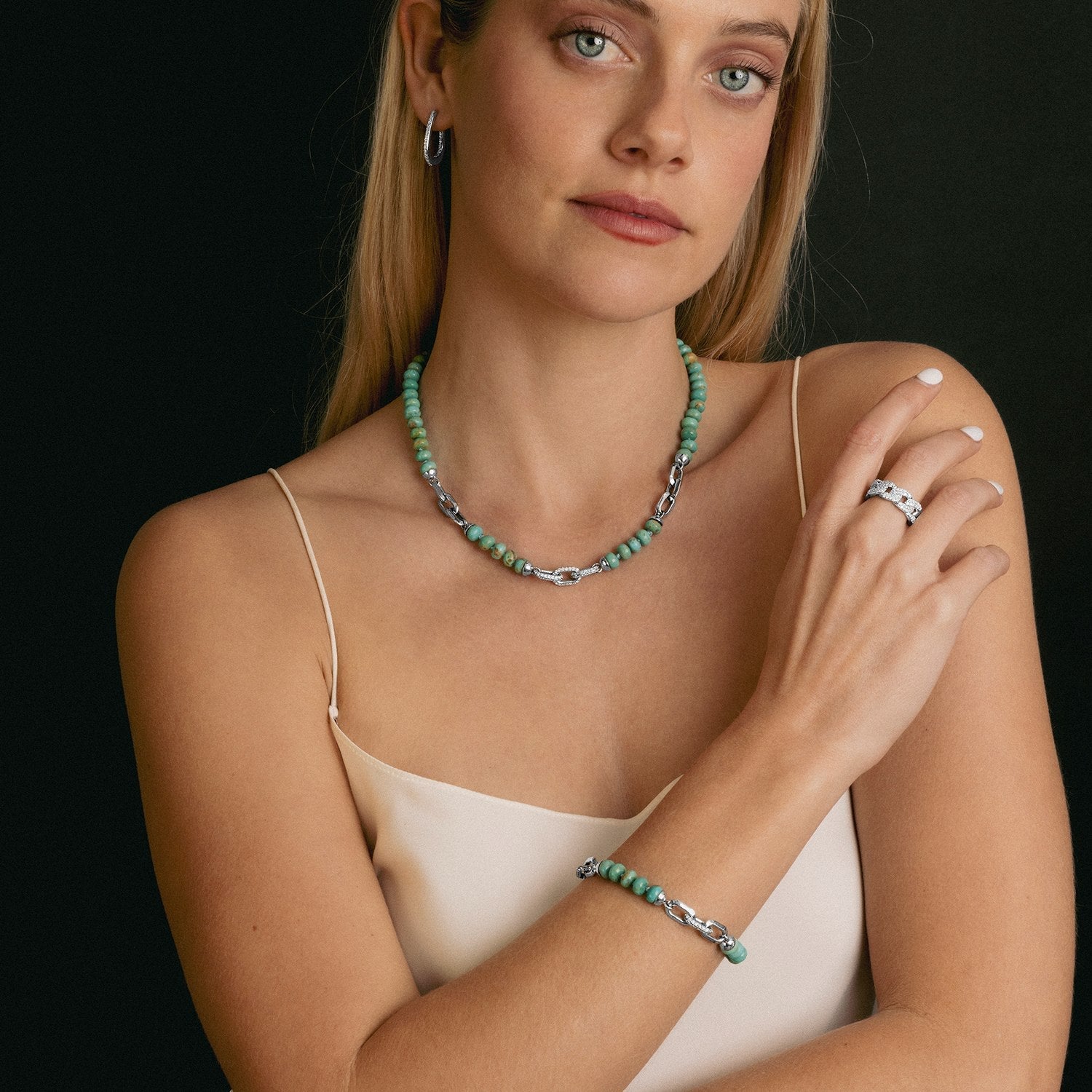 Turquoise and Diamond Aspen Link Bracelet B0004240