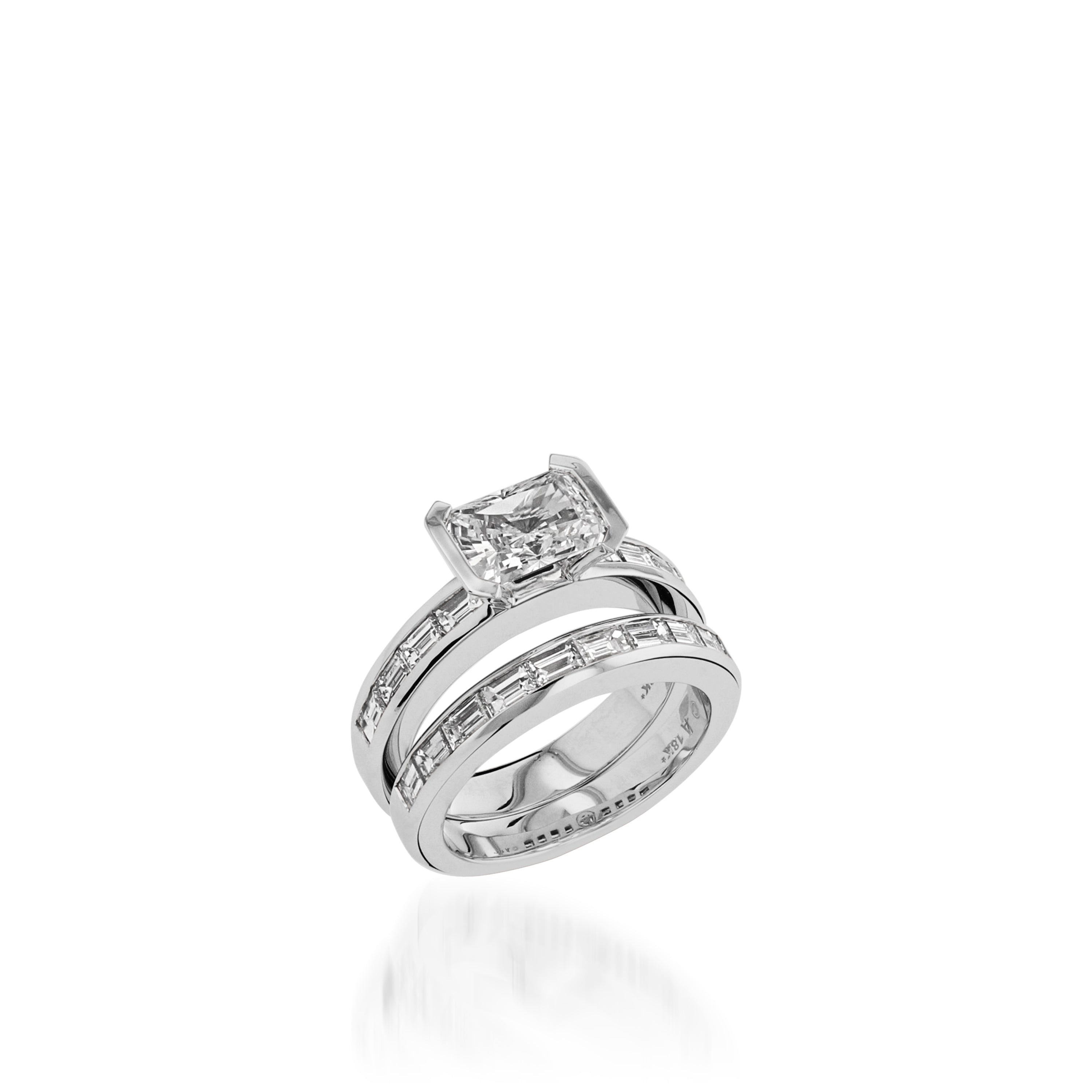 Treasure Emerald Cut White Gold Engagement Ring