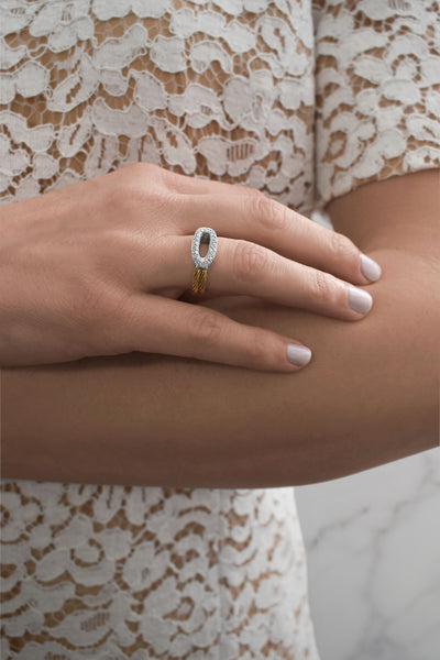 ALOR 18K/Stainless Steel Two-tone Diamond Ring  02-52-7018-11
