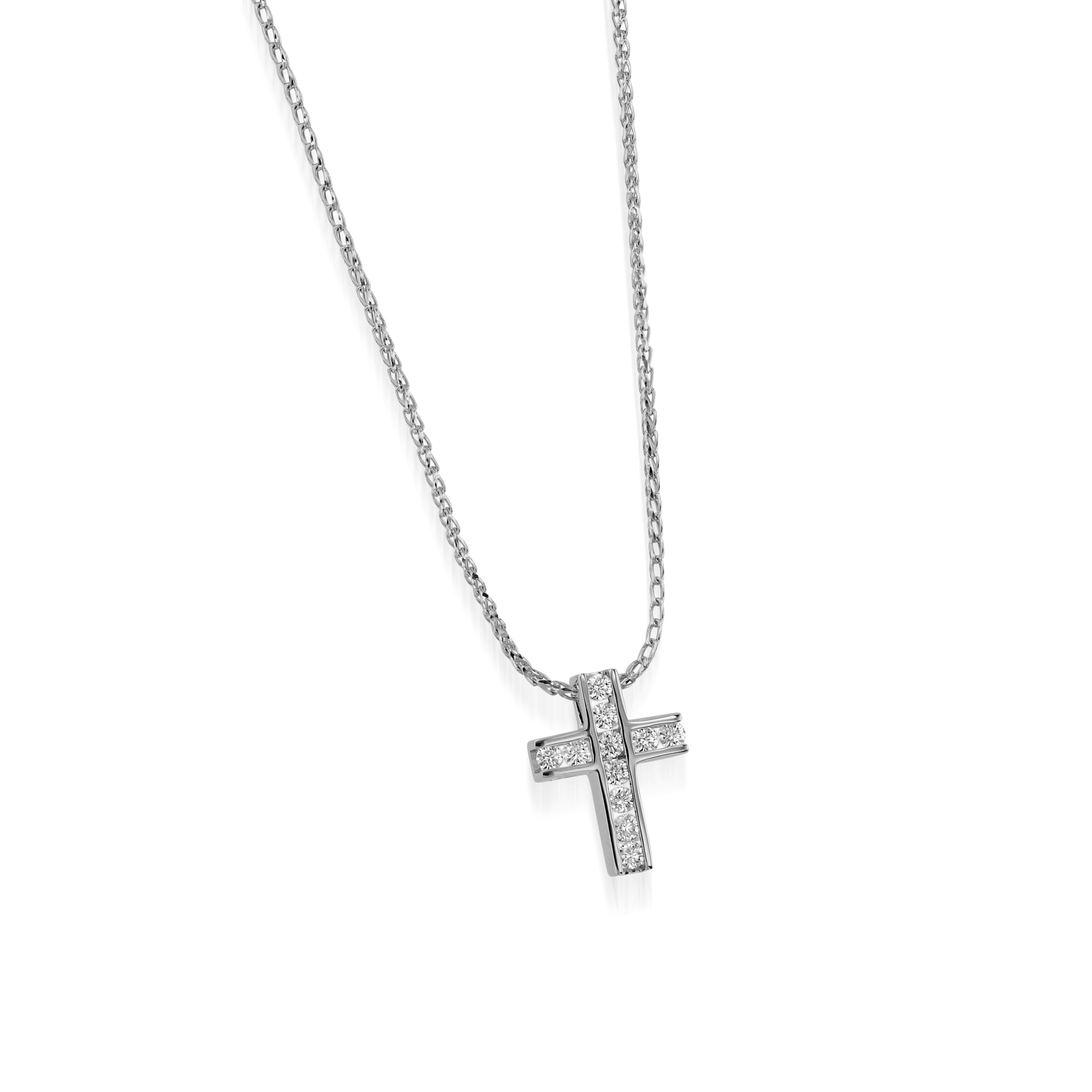 Lines Petite Diamond Cross Medallion Pendant
