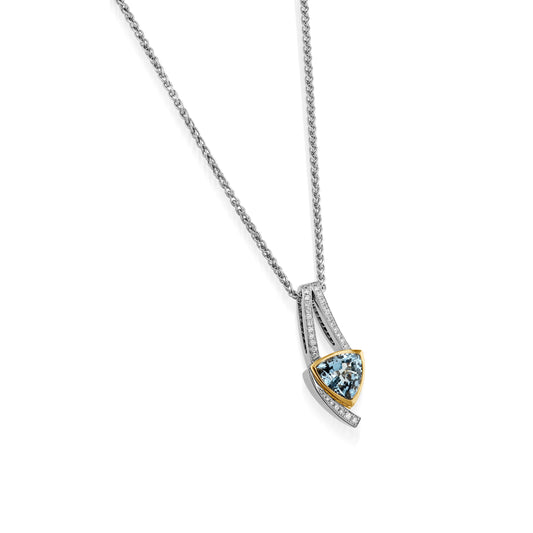 Signature Aquamarine and Diamond Pendant Necklace