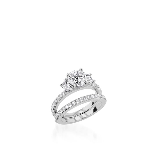 Essence Three Stone  White Gold Engagement Ring
