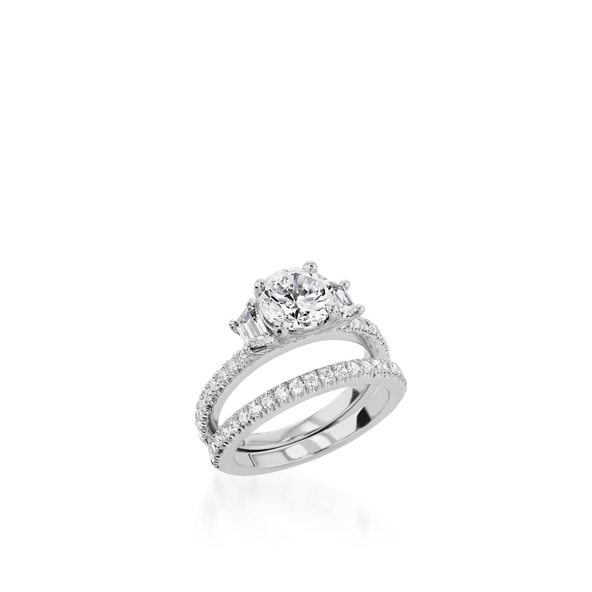 Essence Three Stone  White Gold Engagement Ring